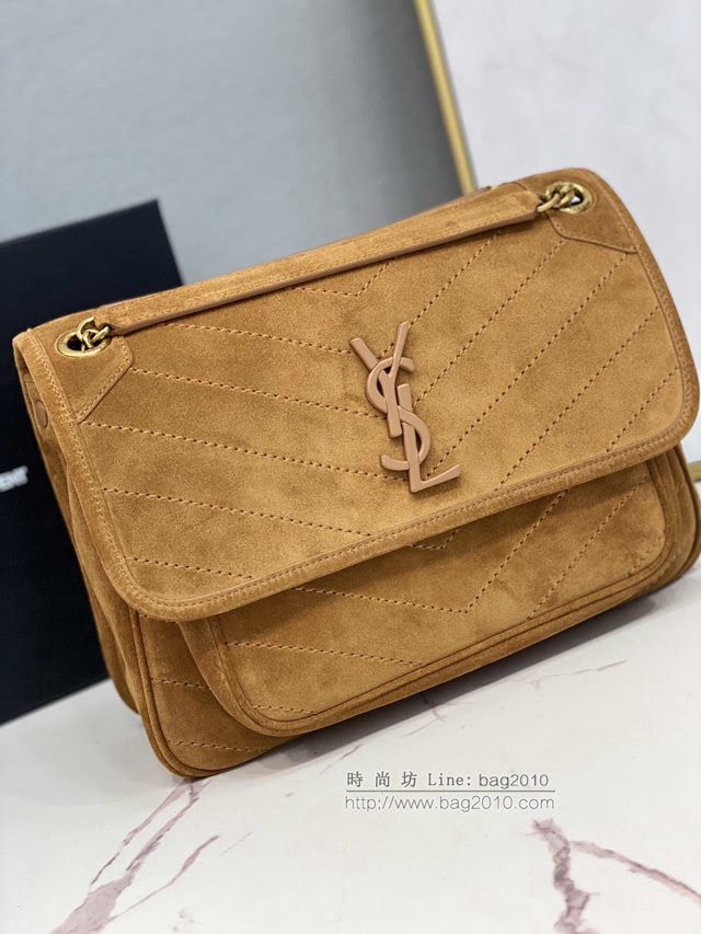 YSL爆款女士包包 聖羅蘭經典款MONOGRAM翻蓋麂皮手袋 YSL肩背斜挎包 498894  jjh1071